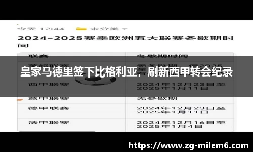 皇家马德里签下比格利亚，刷新西甲转会纪录