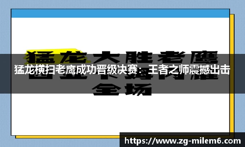 猛龙横扫老鹰成功晋级决赛：王者之师震撼出击